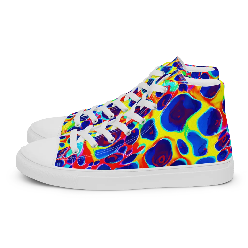 Electric Riverbed on Men's High Top Canvas Shoes — Left