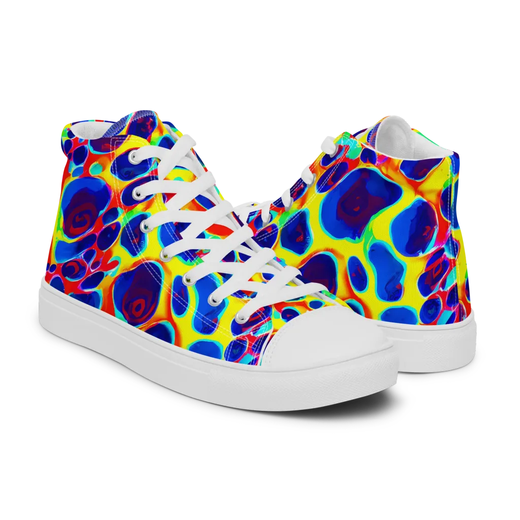 Electric Riverbed on Men's High Top Canvas Shoes — Right