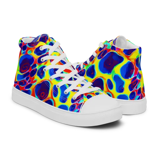 Electric Riverbed on a Men's High Top Canvas Shoes