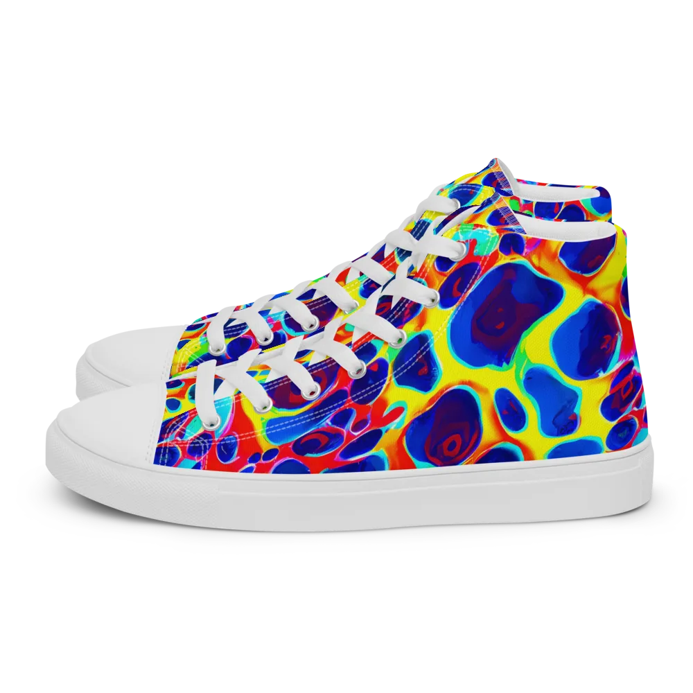Electric Riverbed on Women's High Top Canvas Shoes — Left