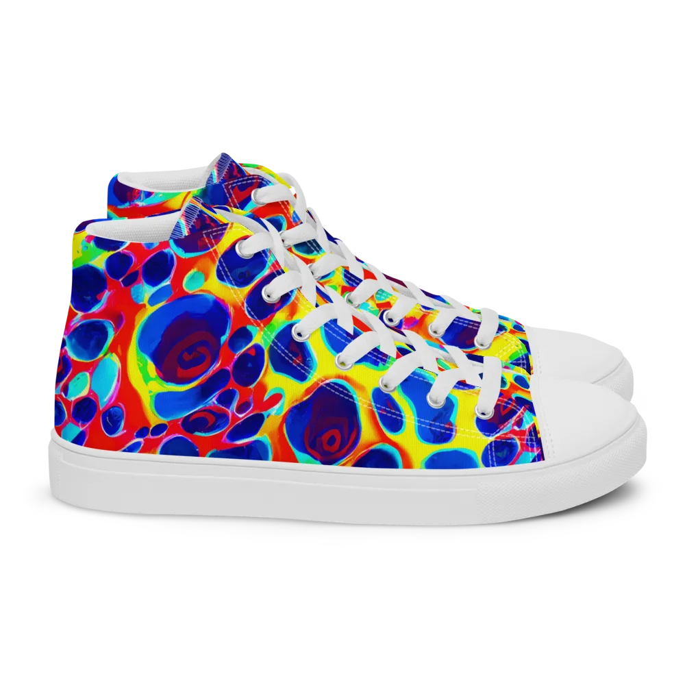 Electric Riverbed on Women's High Top Canvas Shoes — Right
