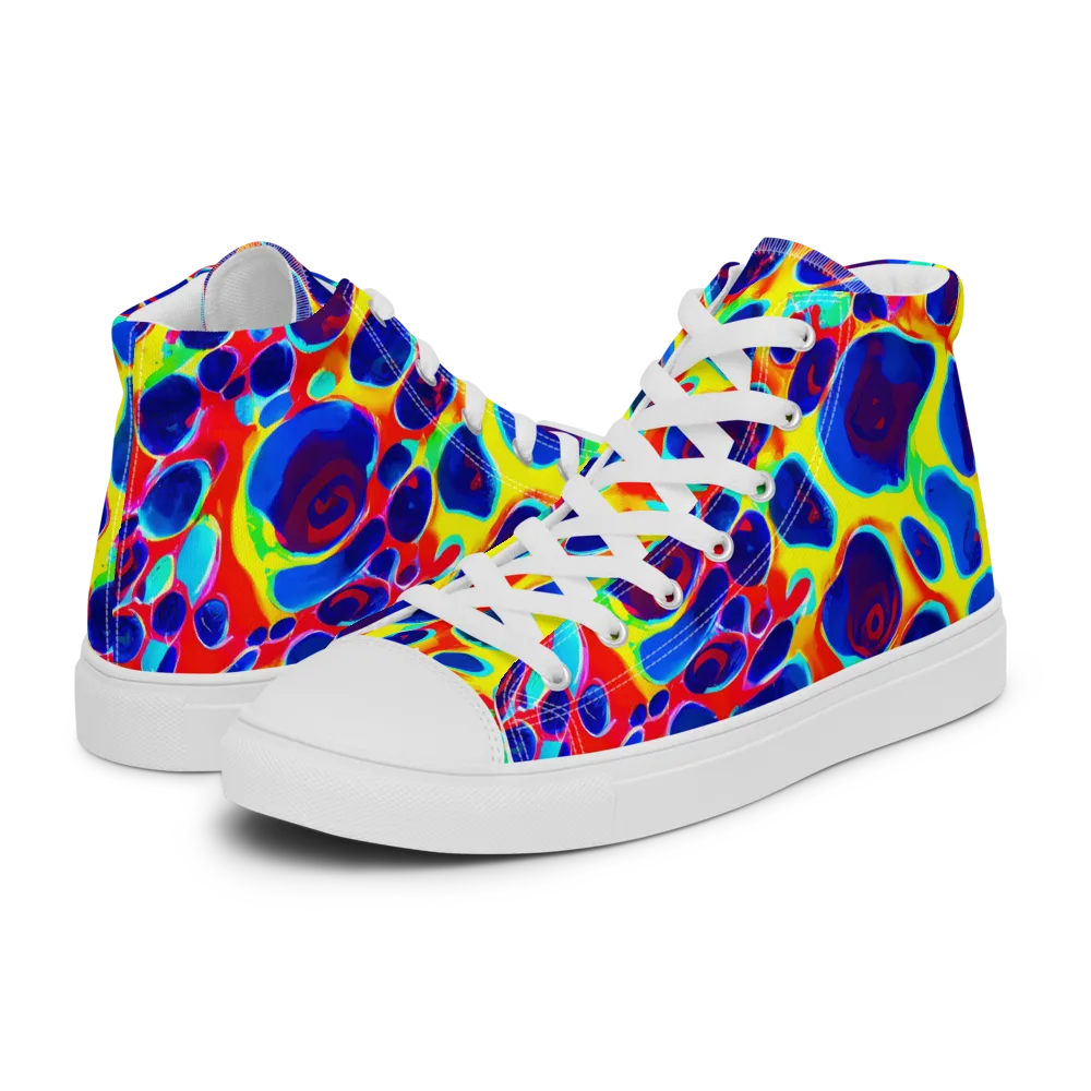 Electric Riverbed on Women's High Top Canvas Shoes — Left