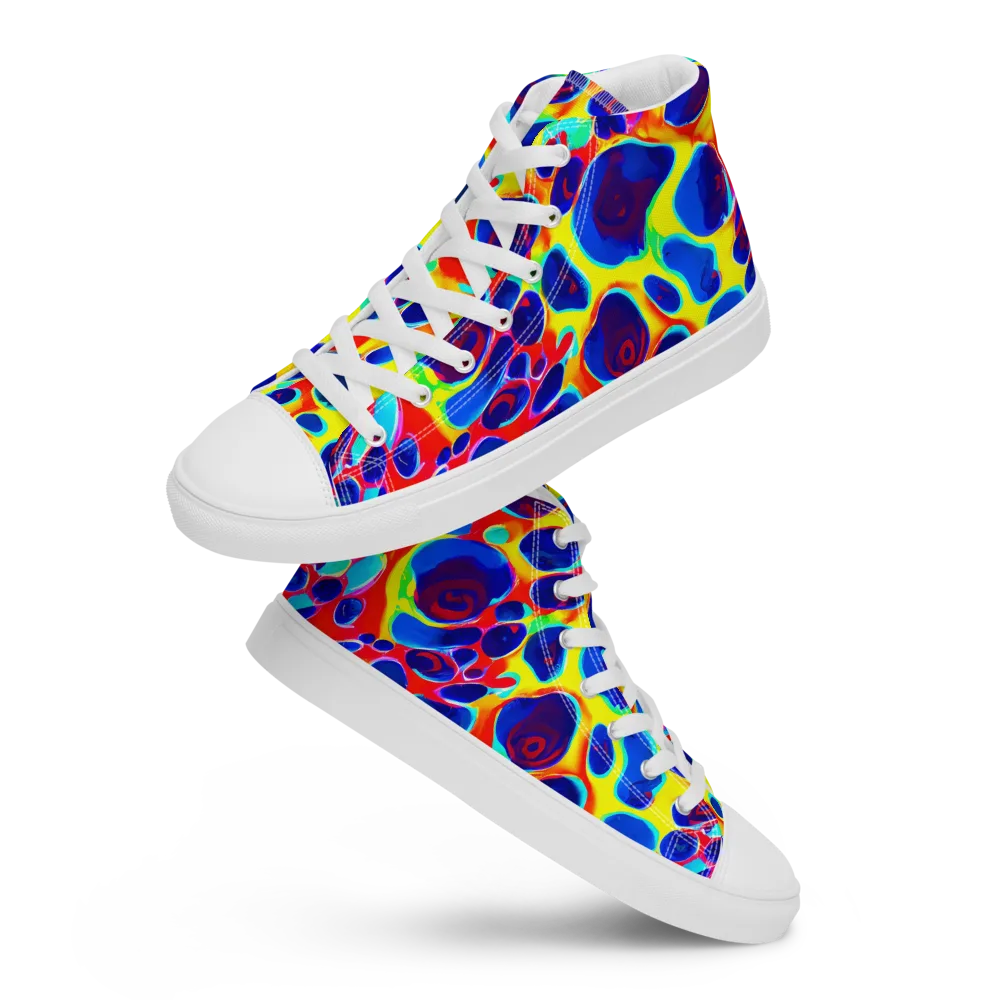 Electric Riverbed on Women's High Top Canvas Shoes — Front