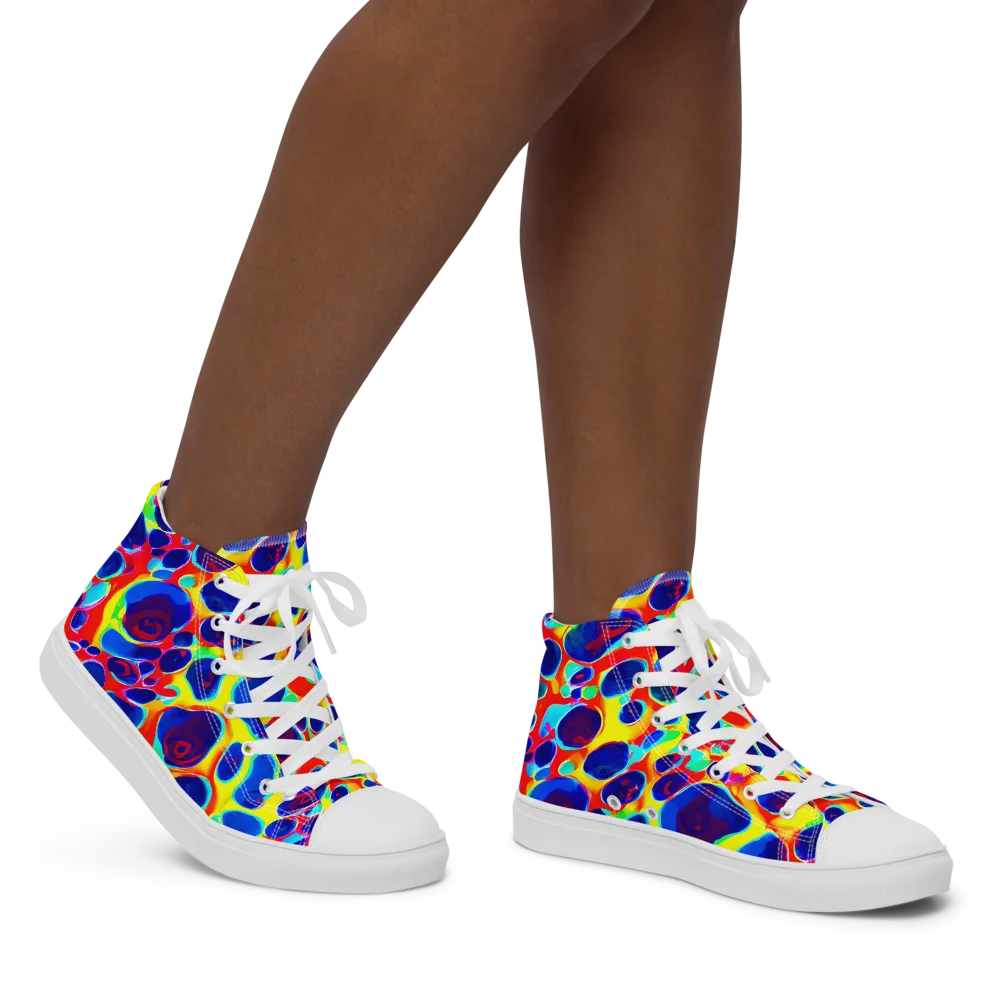 Electric Riverbed on Women's High Top Canvas Shoes — Right