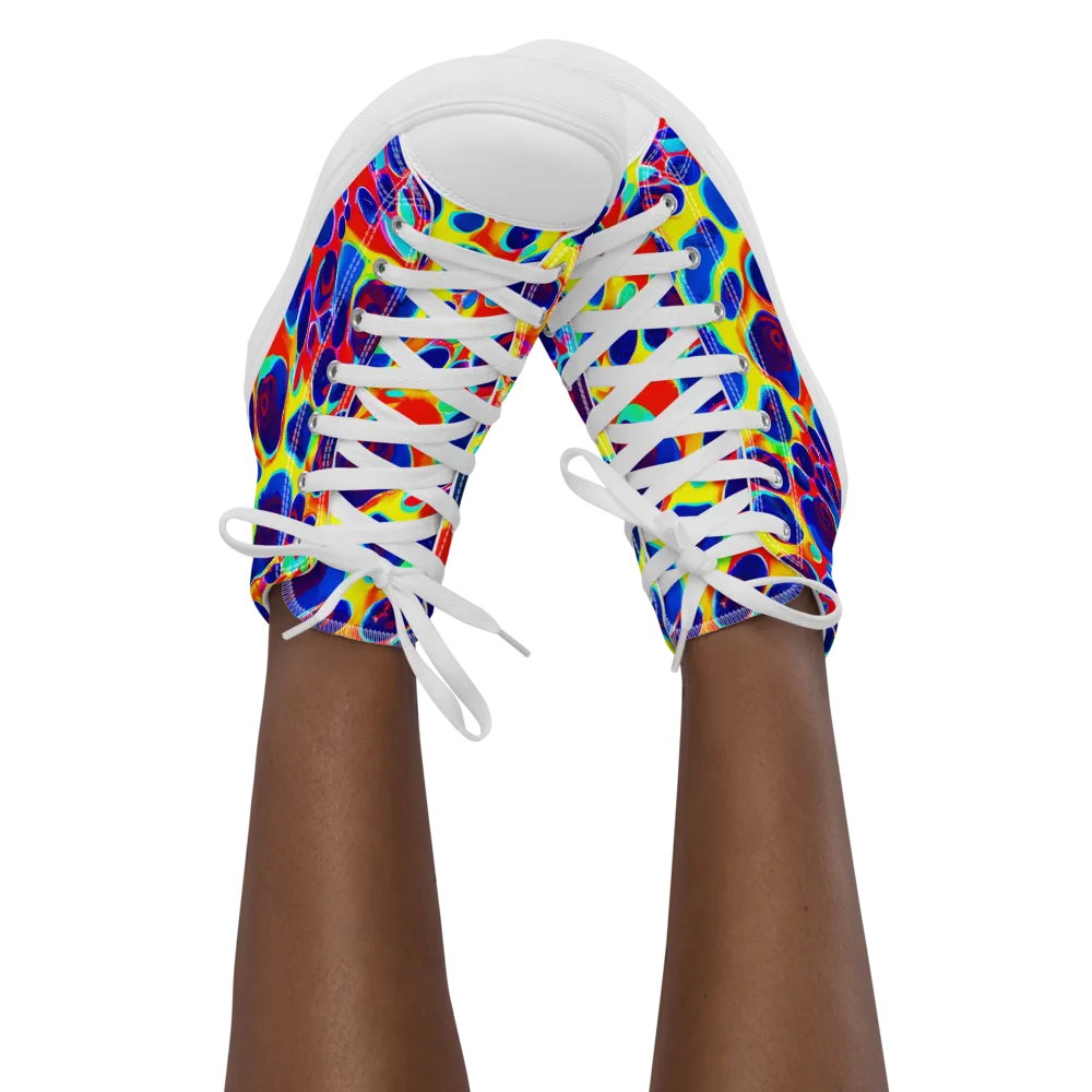 Electric Riverbed on Women's High Top Canvas Shoes — Front