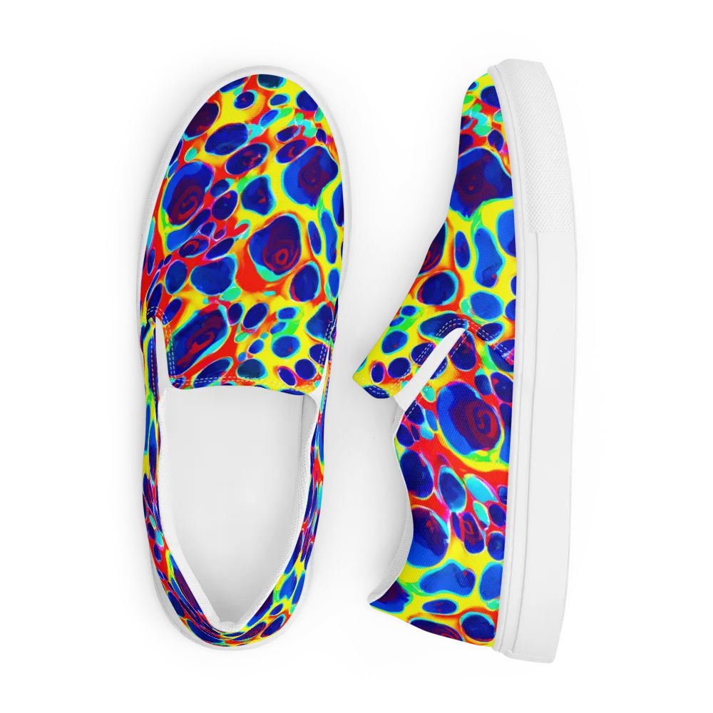 Electric Riverbed on Men's Slip-On Canvas Shoes — Front