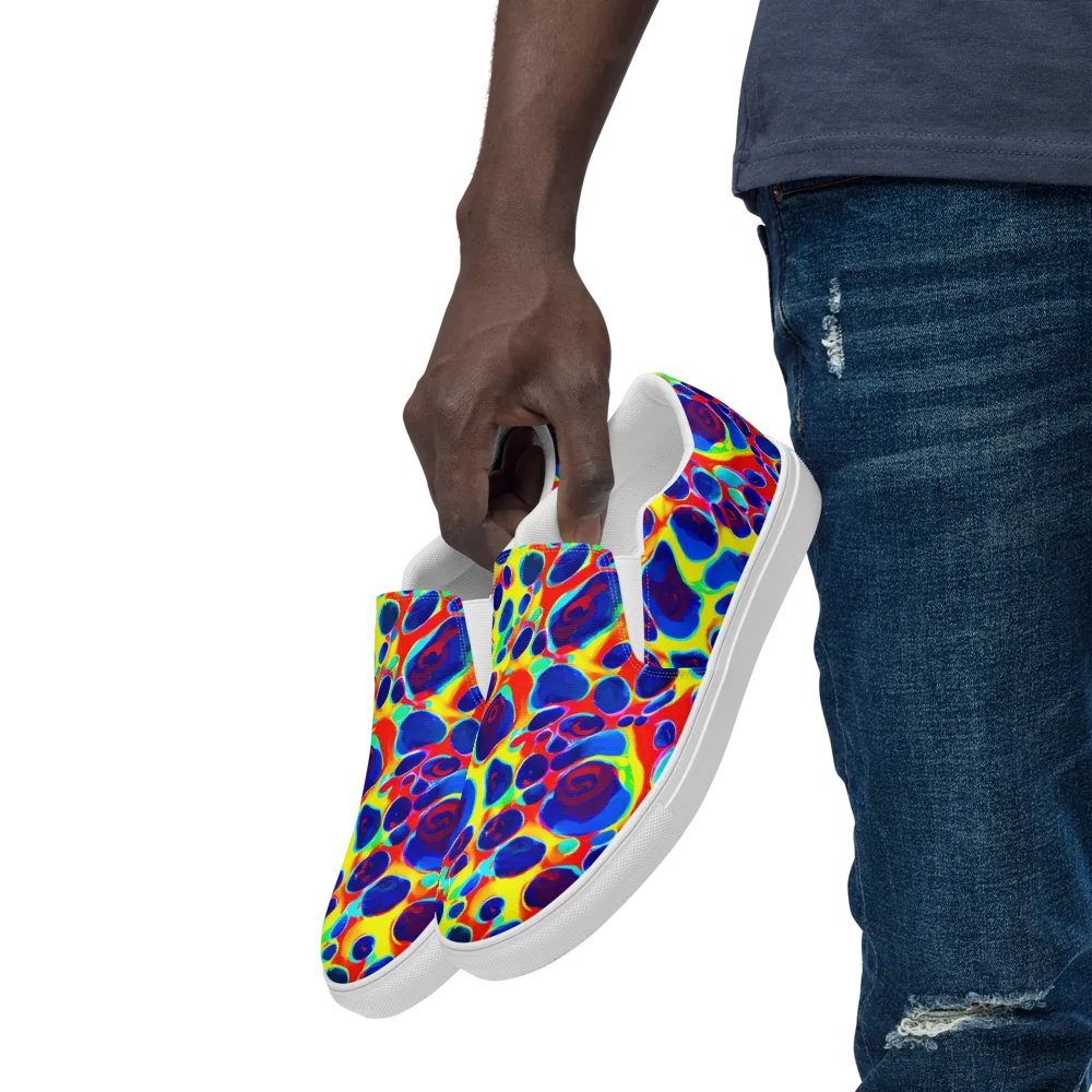 Electric Riverbed on Men's Slip-On Canvas Shoes — Left Front