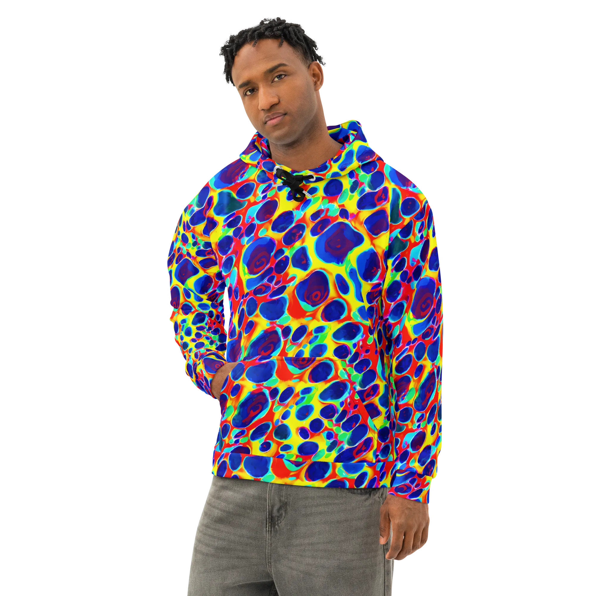 Electric Riverbed on Cotton Hoodie — Left Front