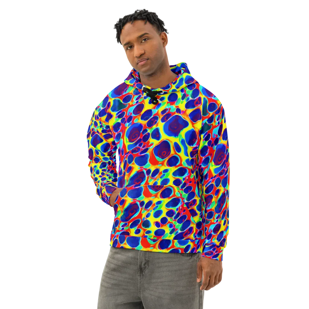 Electric Riverbed on Cotton Hoodie — Left Front