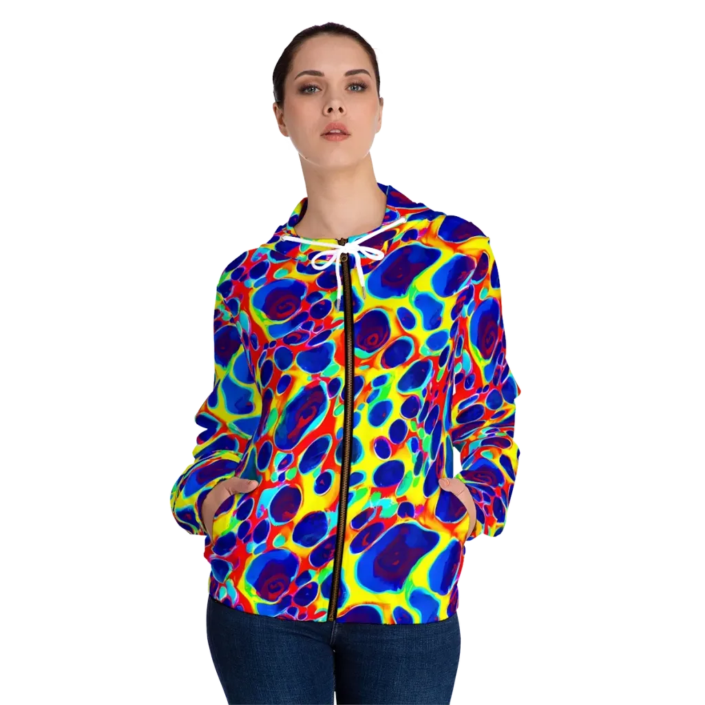 Electric Riverbed on Women's Full-Zip Hoodie — Front On Person