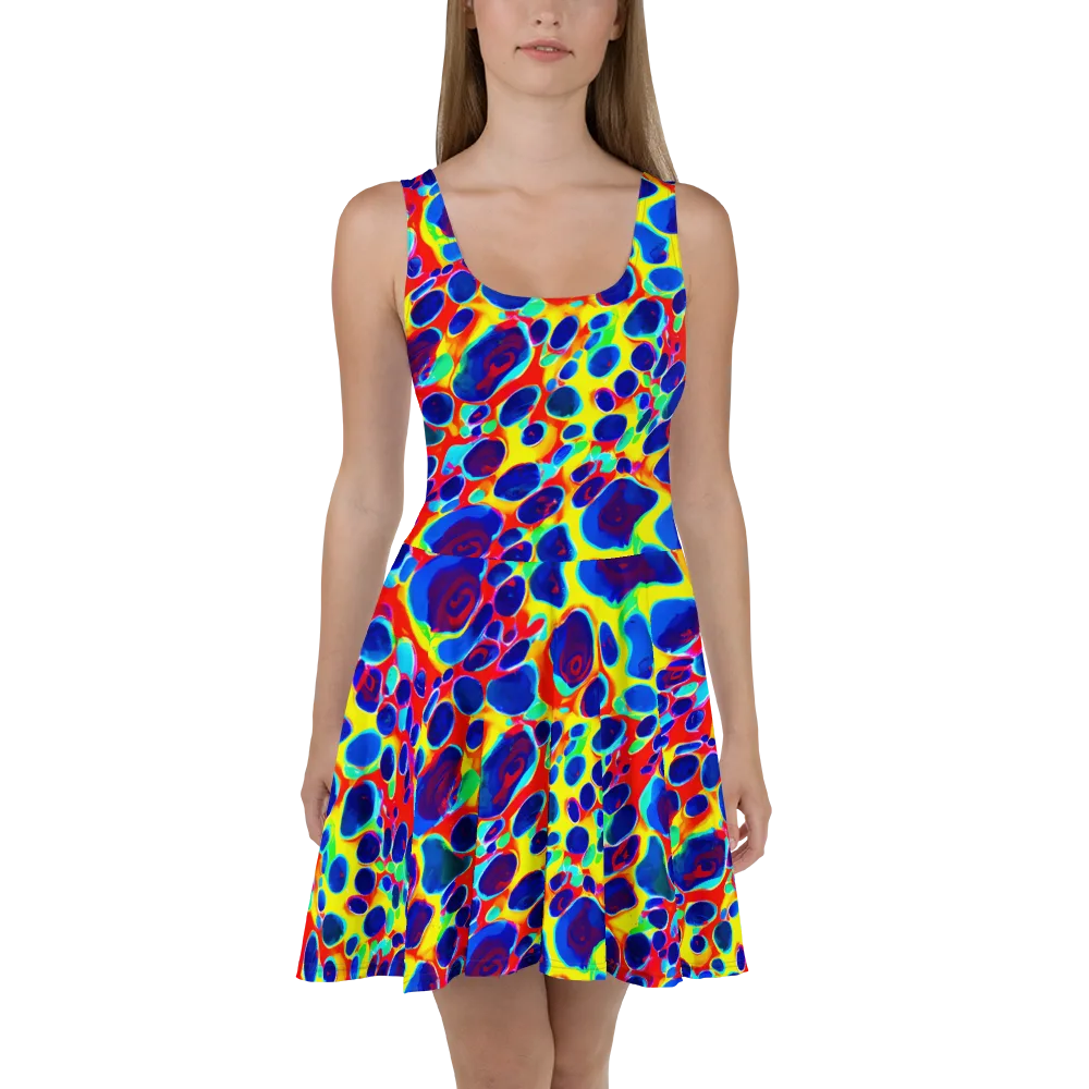 Electric Riverbed on Skater Dress — Front