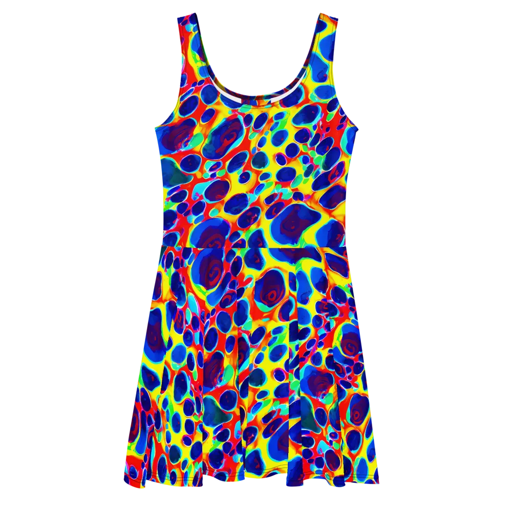 Electric Riverbed on Skater Dress — Front
