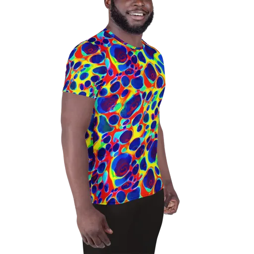 Electric Riverbed on a Men's Athletic T-Shirt