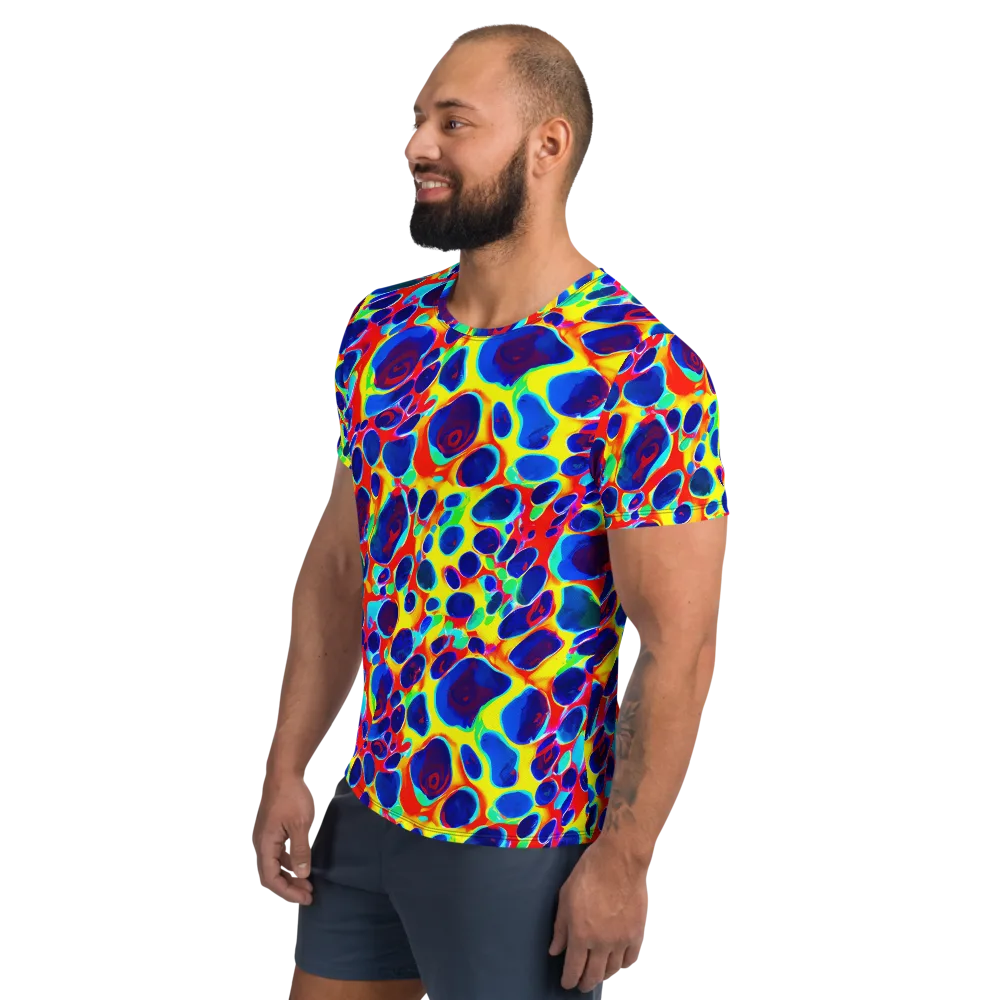 Electric Riverbed on Men's Athletic T-Shirt — Left