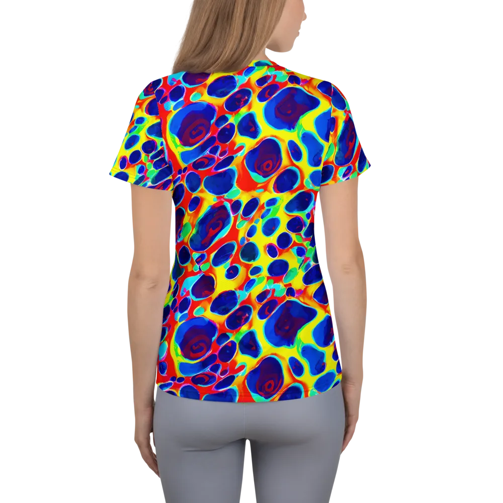 Electric Riverbed on Women's Athletic T-Shirt — Back