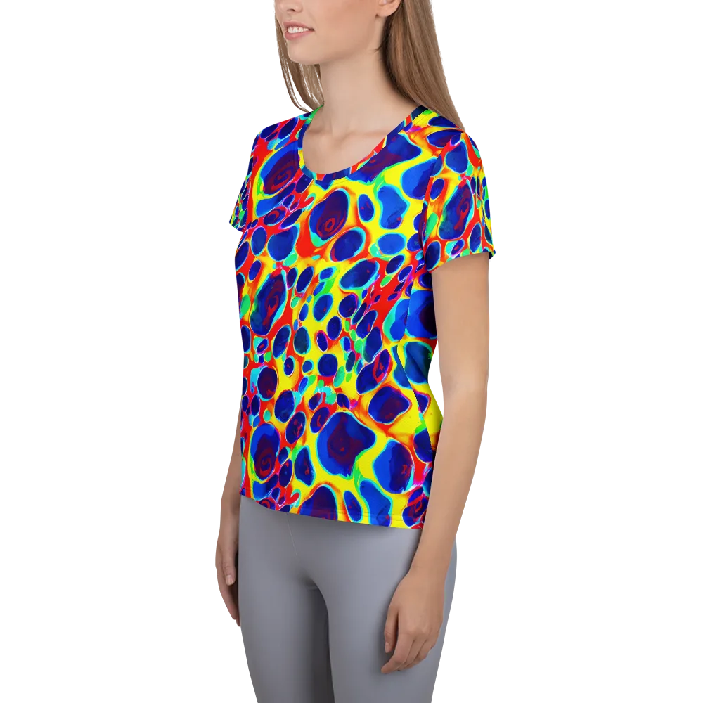 Electric Riverbed on Women's Athletic T-Shirt — Left