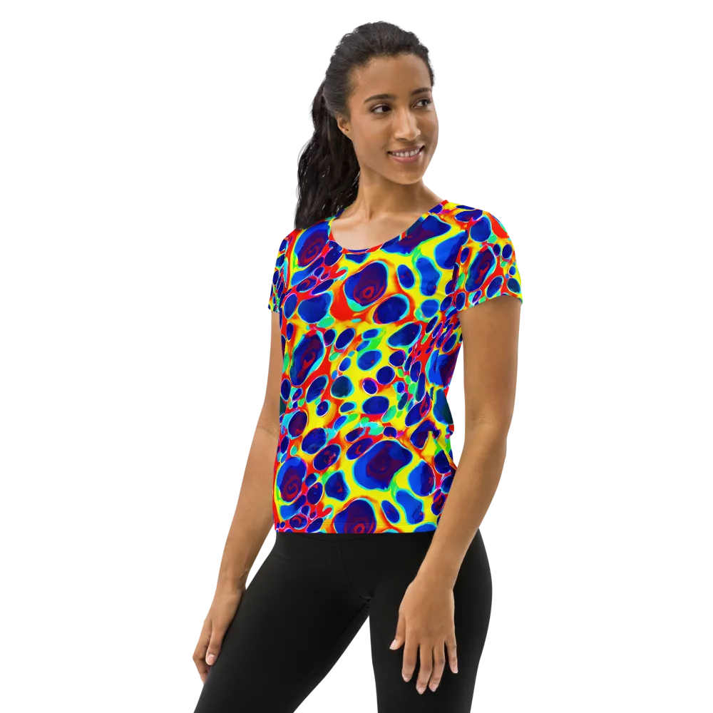 Electric Riverbed on Women's Athletic T-Shirt — Left