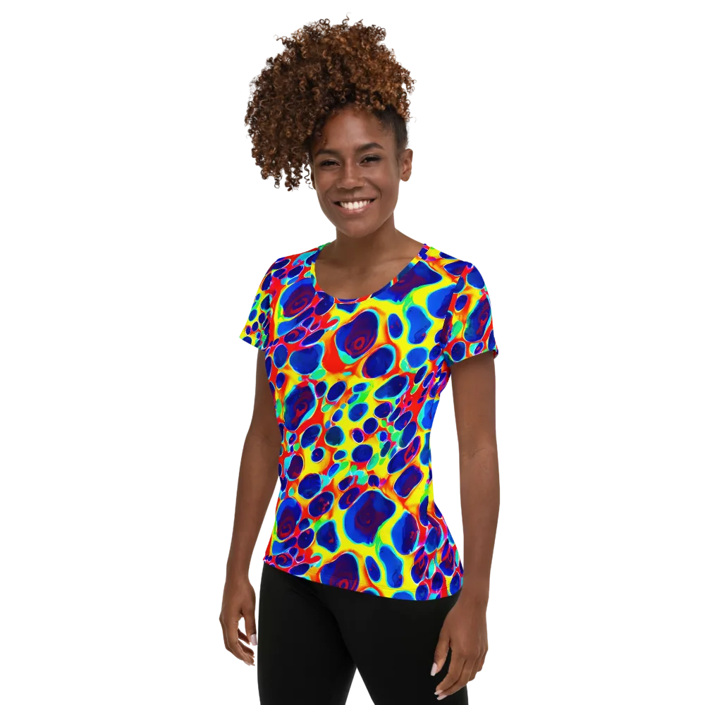 Electric Riverbed on Women's Athletic T-Shirt — Left