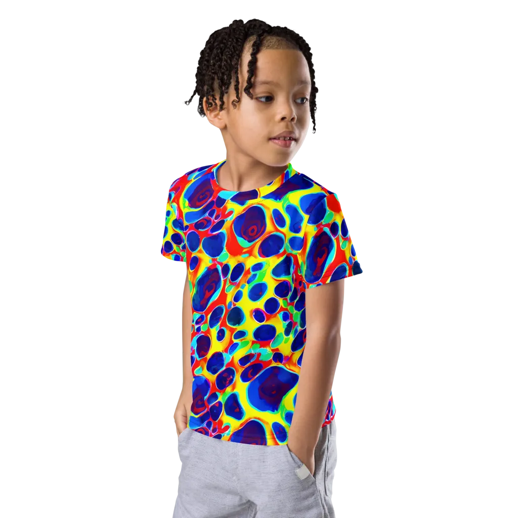 Electric Riverbed on Kids Crew Neck T-Shirt — Left Front