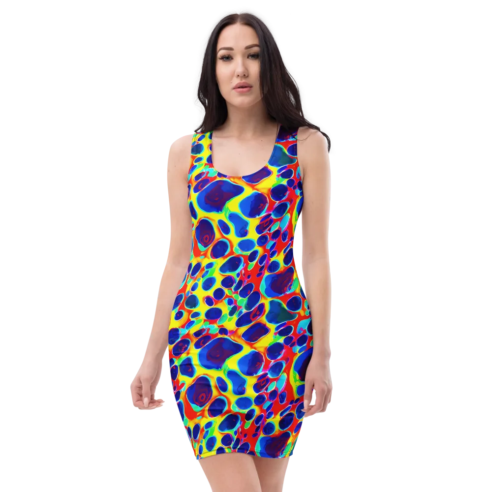 Electric Riverbed on Bodycon Dress — Front