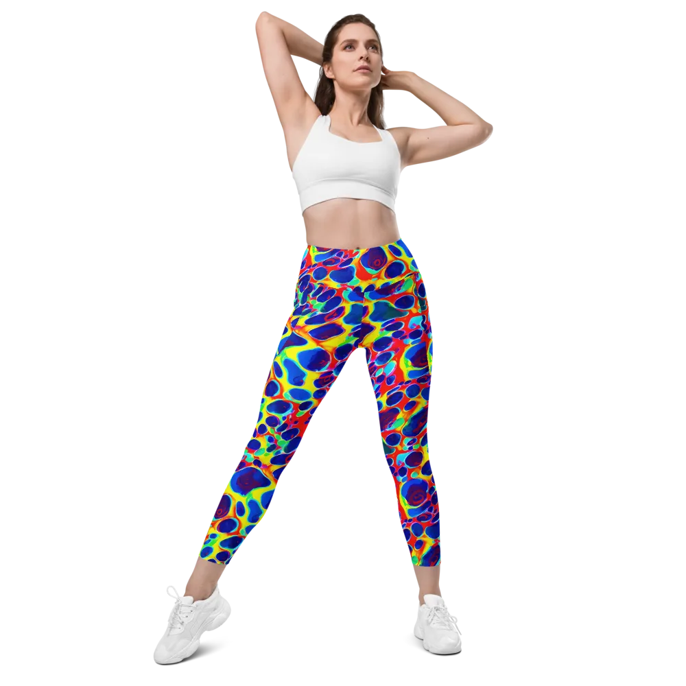 Electric Riverbed on Leggings with Pockets — Front