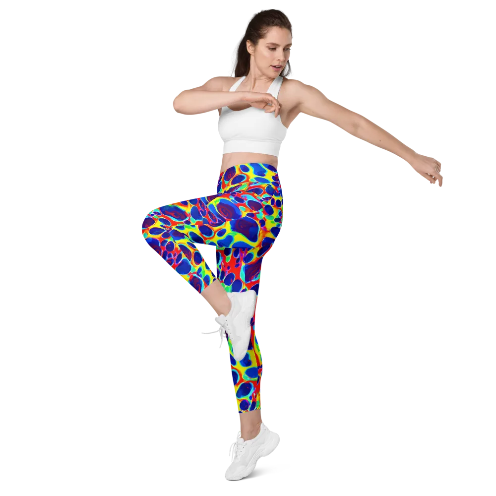 Electric Riverbed on Leggings with Pockets — Left Front