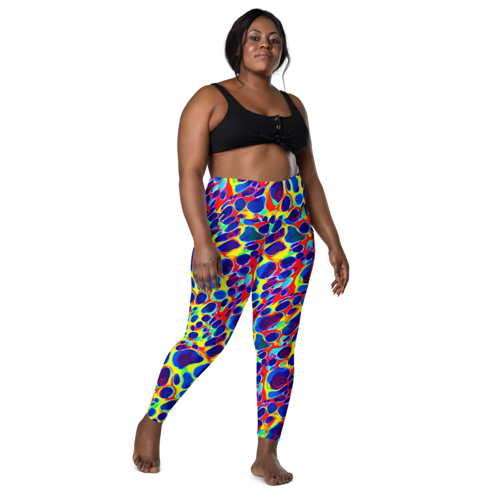 Electric Riverbed on Leggings with Pockets — Front