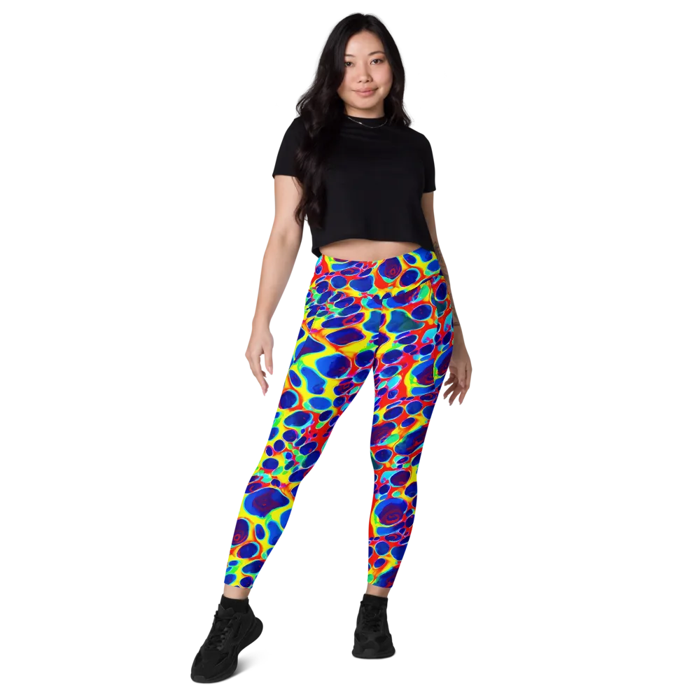 Electric Riverbed on Leggings with Pockets — Front