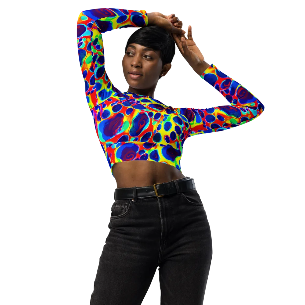 Electric Riverbed on Long Sleeve Crop Top — Front