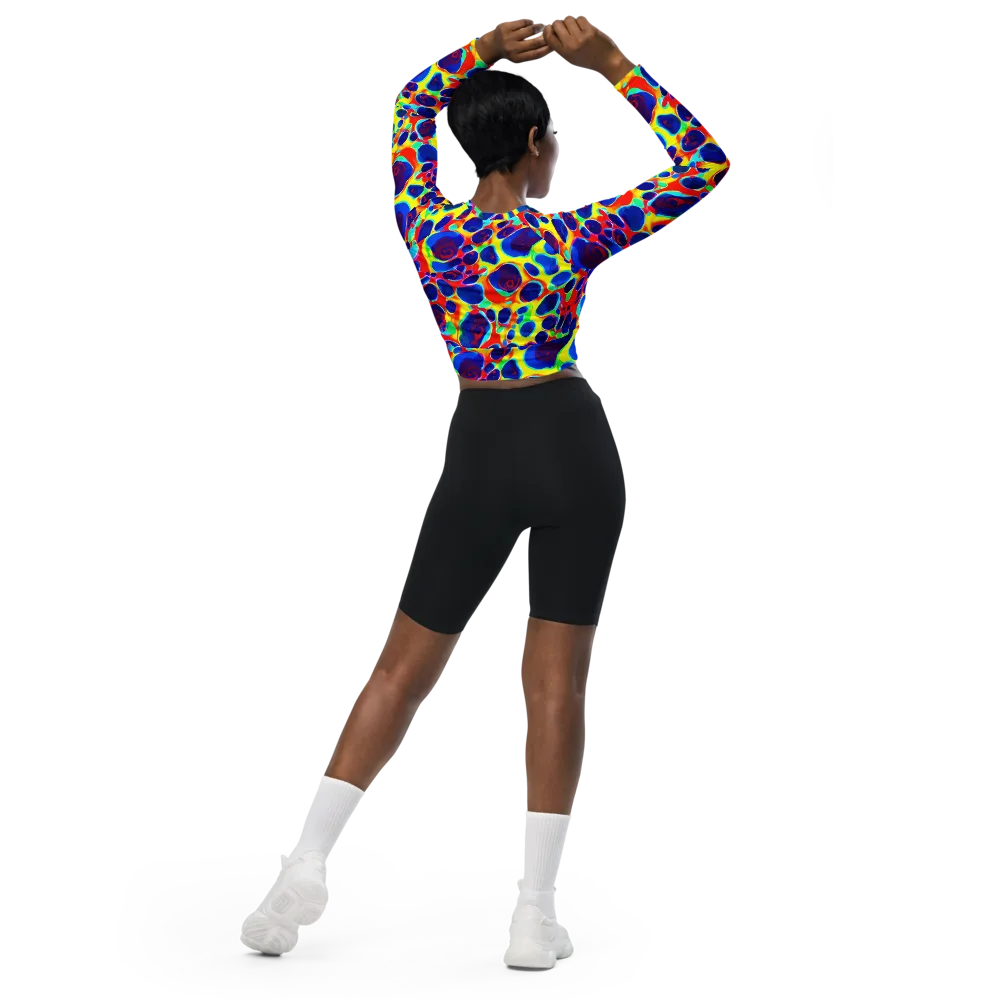 Electric Riverbed on Long Sleeve Crop Top — Back