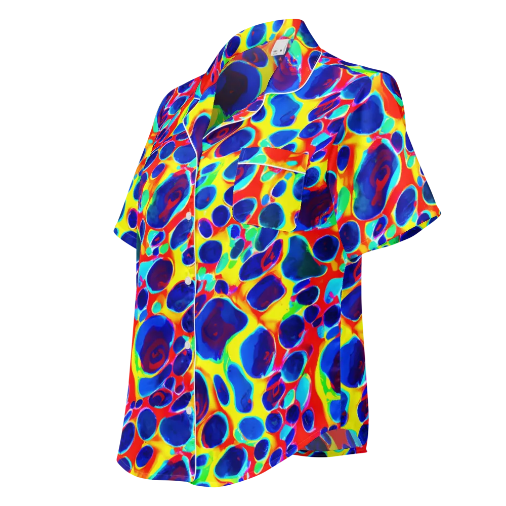Electric Riverbed on Women's Short Sleeve Pajama Top — Left Front