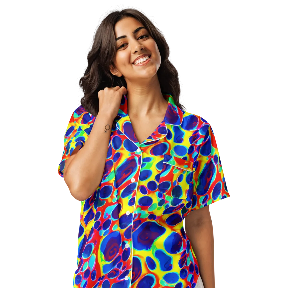 Electric Riverbed on Women's Short Sleeve Pajama Top — Front