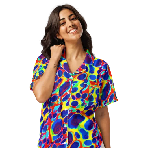 Electric Riverbed on a Women's Short Sleeve Pajama Top