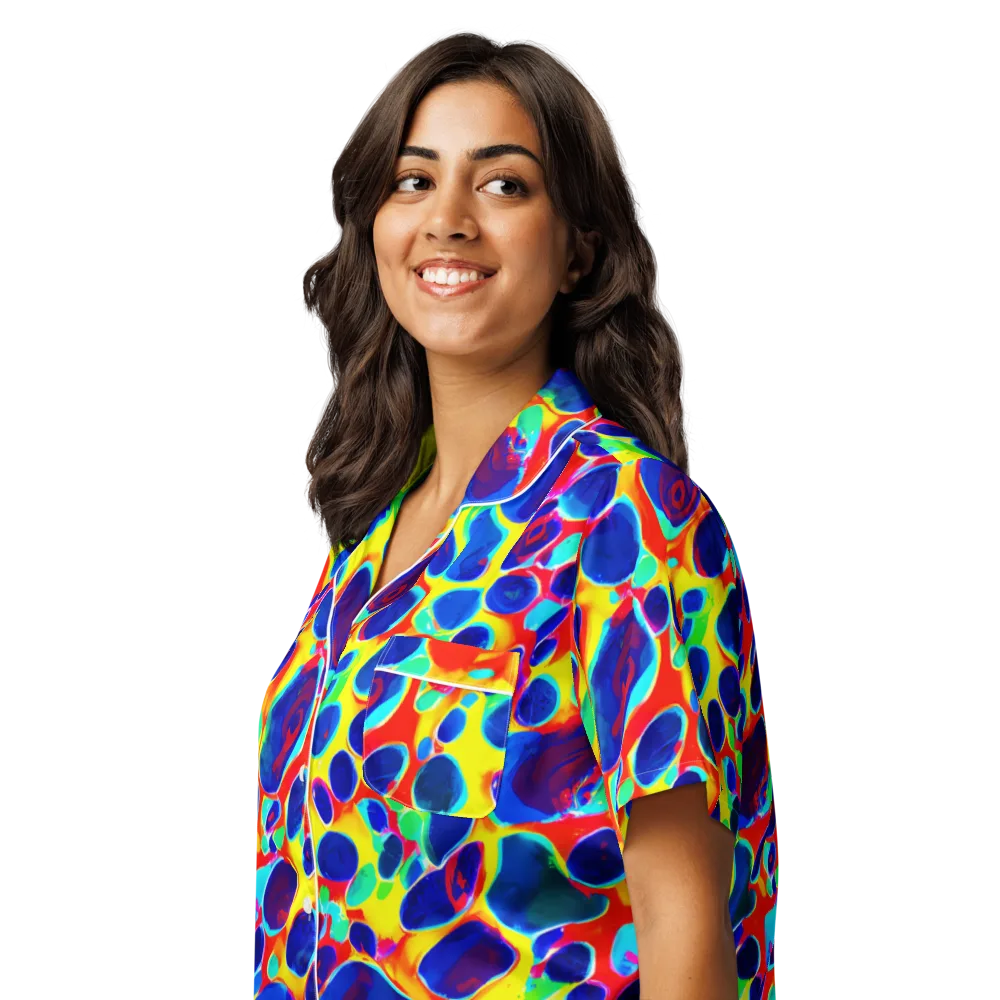 Electric Riverbed on Women's Short Sleeve Pajama Top — Left Front