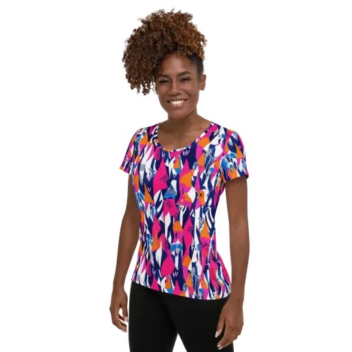 Neon Couture on a Women's Athletic T-Shirt