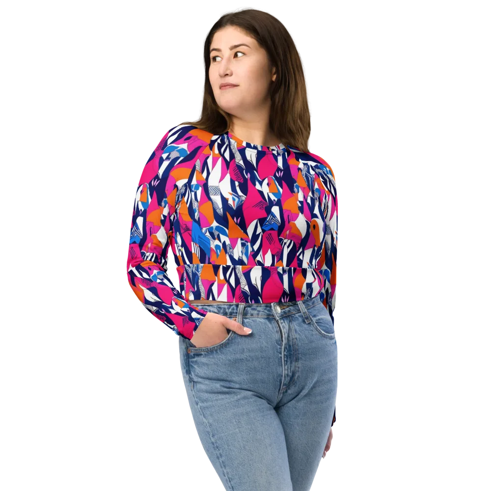 Neon Couture on Long Sleeve Crop Top — Front