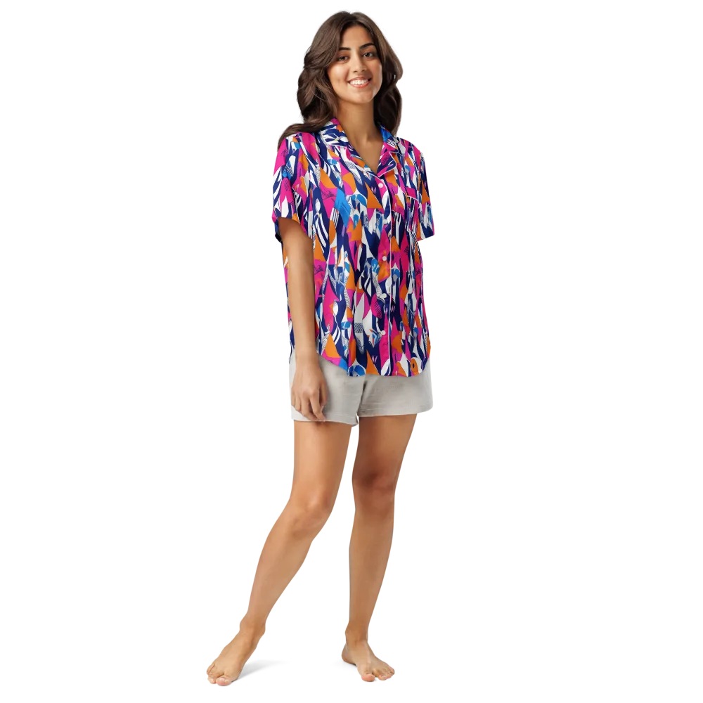 Neon Couture on Women's Short Sleeve Pajama Top — Front