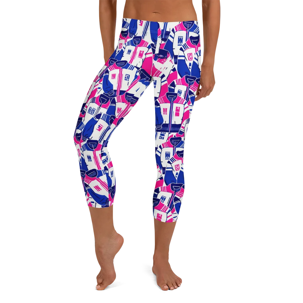Midnight Letterman on Capri Leggings — Front