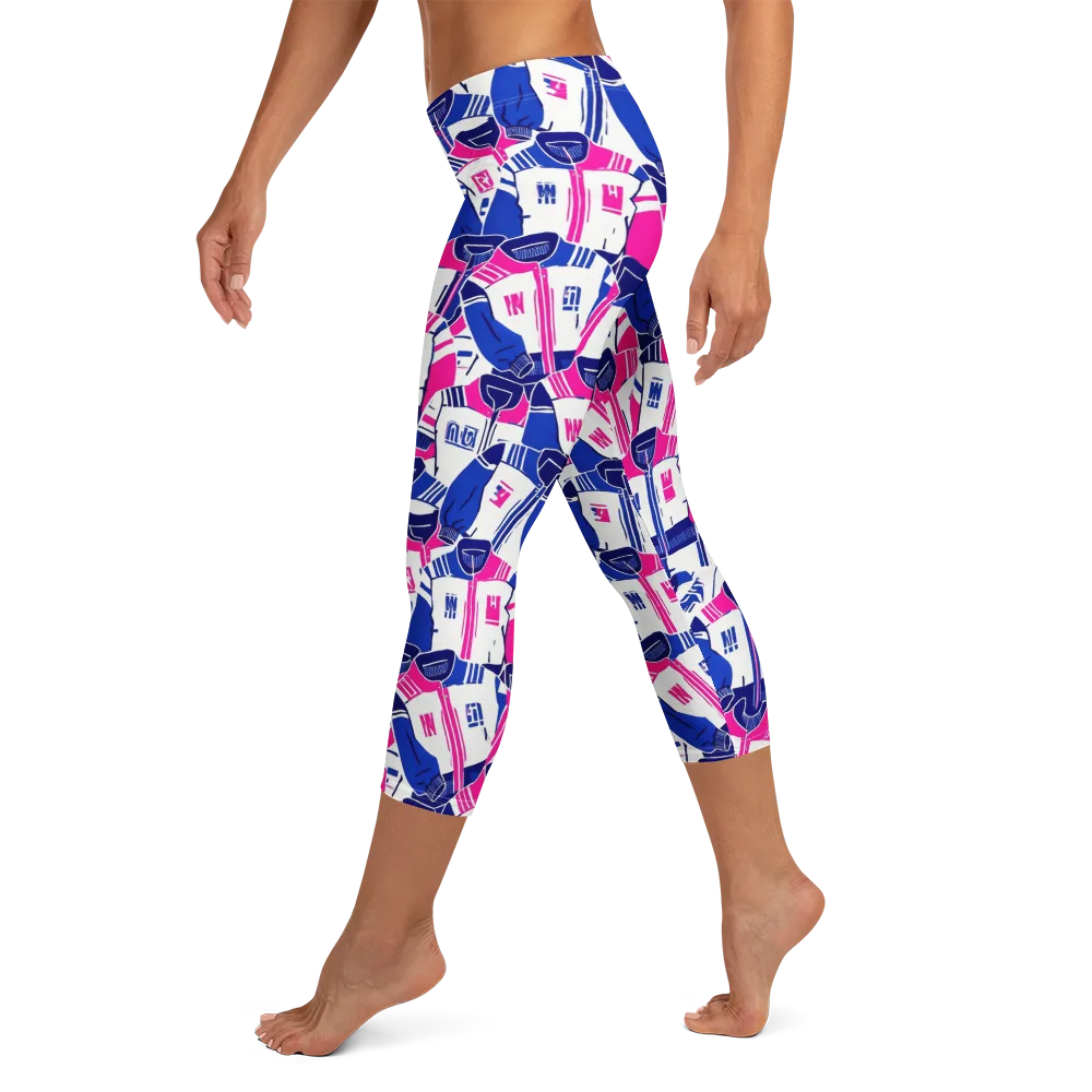 Midnight Letterman on Capri Leggings — Left