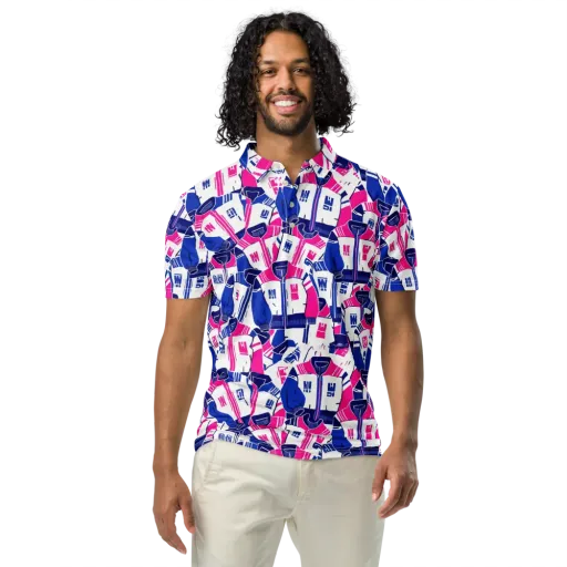 Midnight Letterman on a Men's Slim Fit Polo Shirt