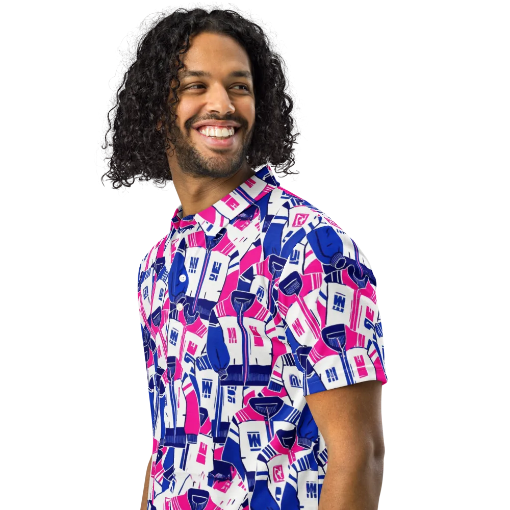 Midnight Letterman on Men's Slim Fit Polo Shirt — Left Front