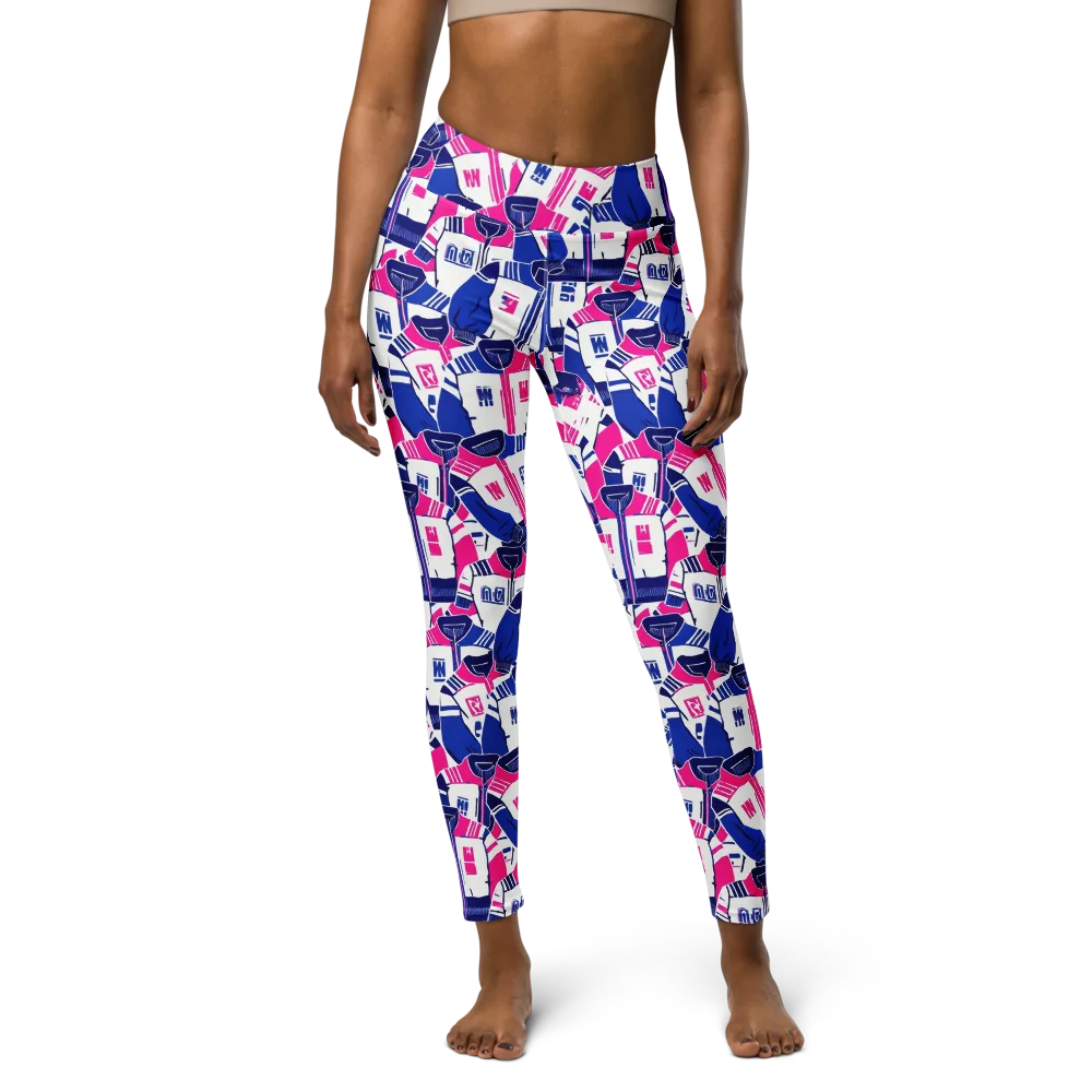 Midnight Letterman on Yoga Leggings — Front