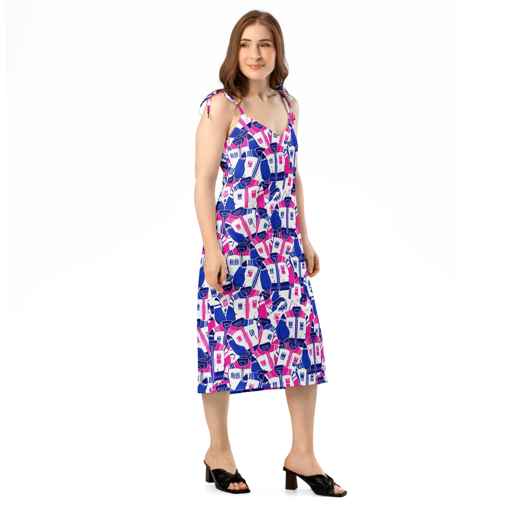 Midnight Letterman on Slip Dress — Right Front