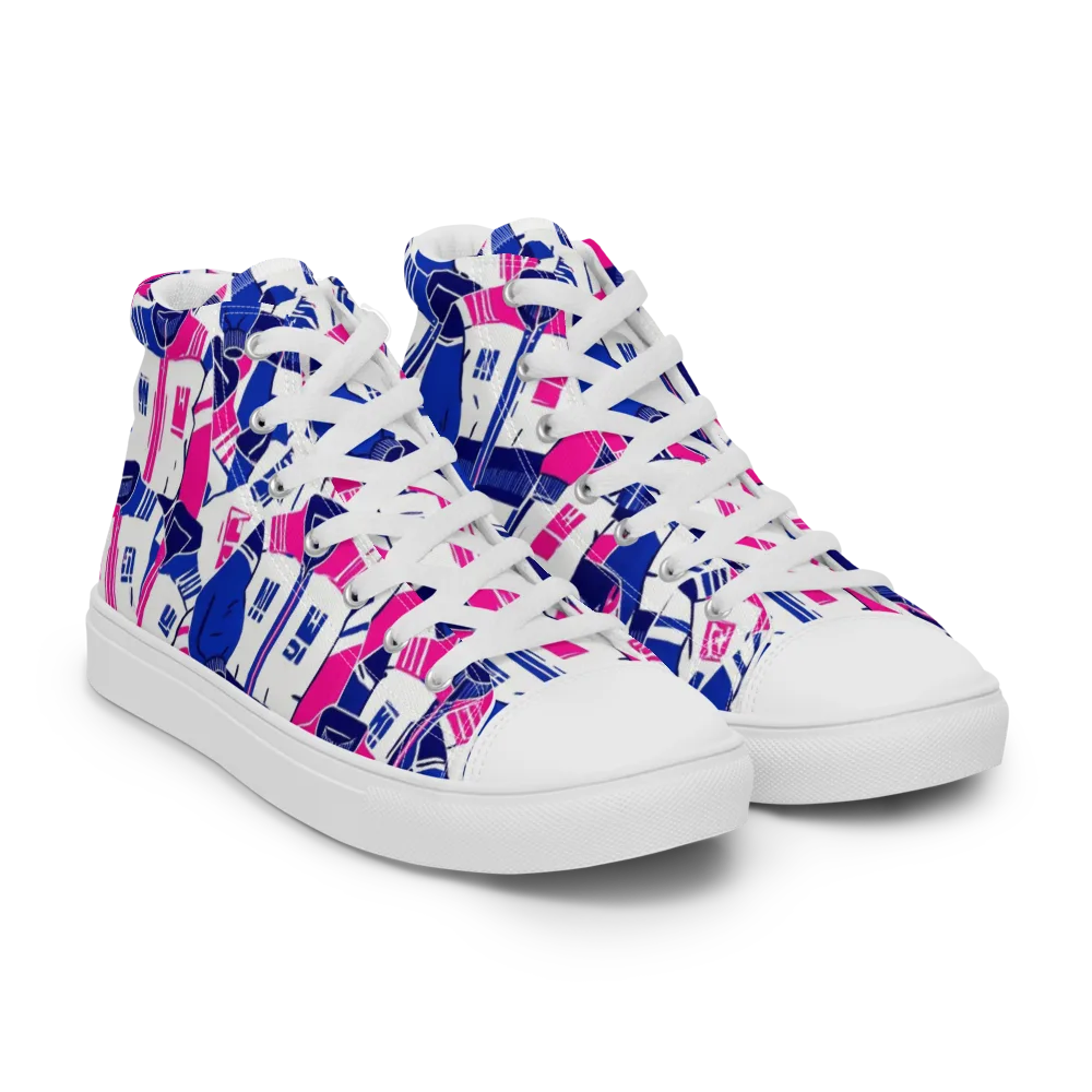 Midnight Letterman on Men's High Top Canvas Shoes — Right Front