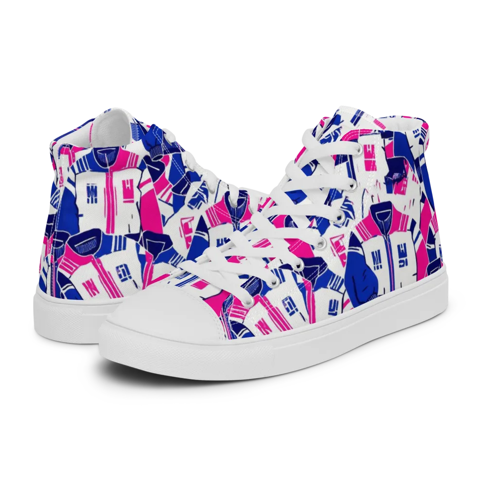 Midnight Letterman on Men's High Top Canvas Shoes — Left
