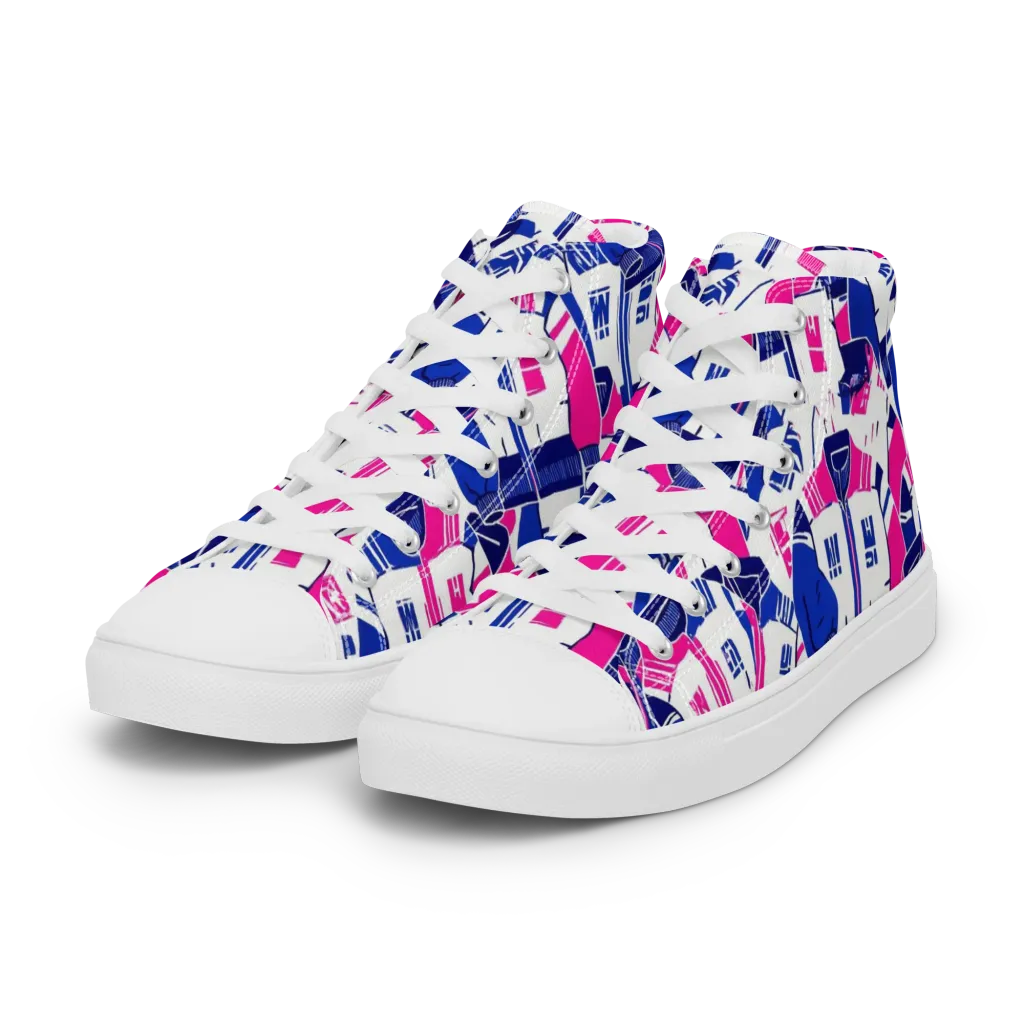 Midnight Letterman on Women's High Top Canvas Shoes — Left Front
