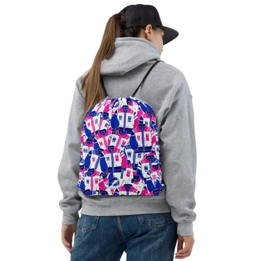 Midnight Letterman on a Drawstring Bag