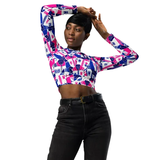 Midnight Letterman on a Long Sleeve Crop Top
