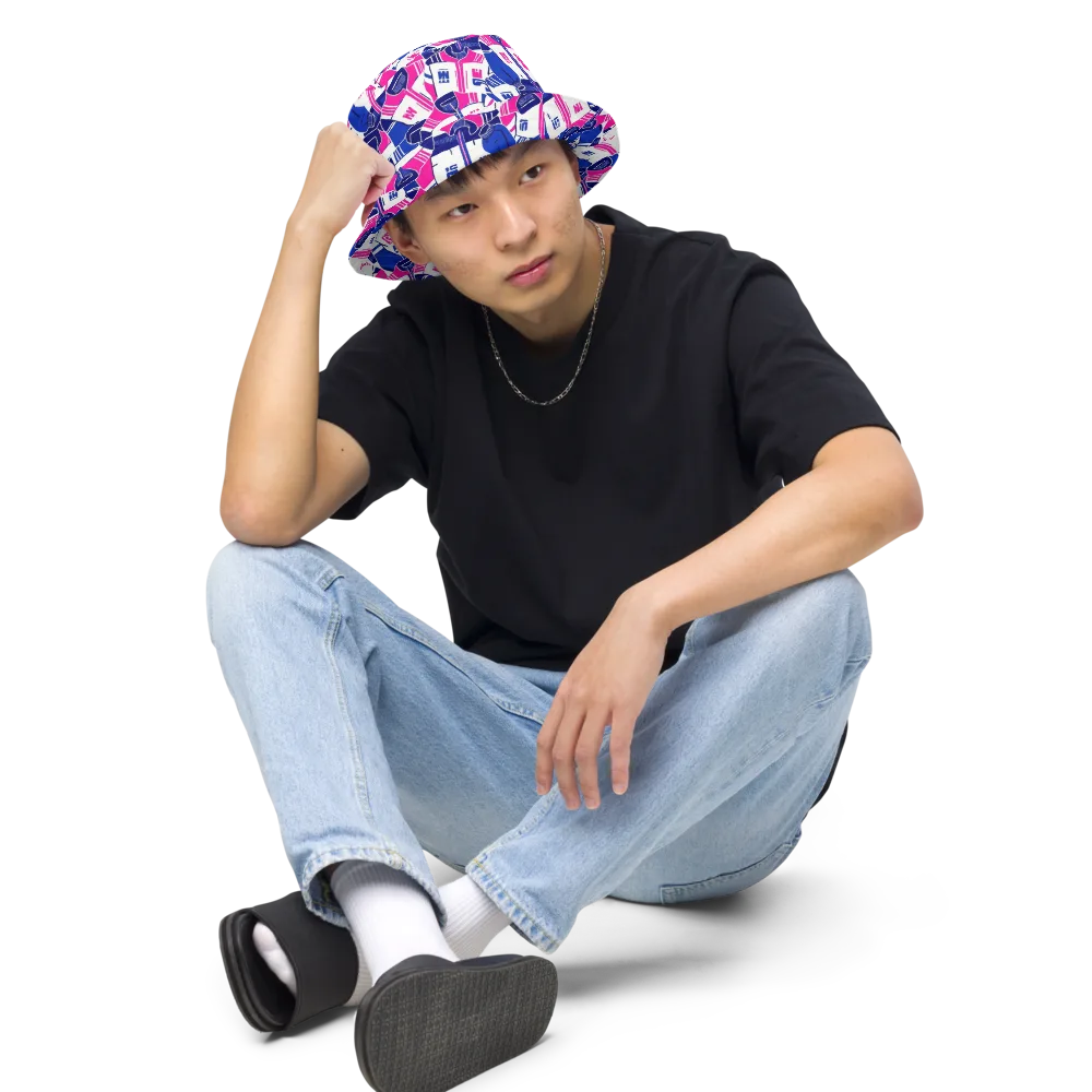 Midnight Letterman on Reversible Bucket Hat — Front 2 Inside
