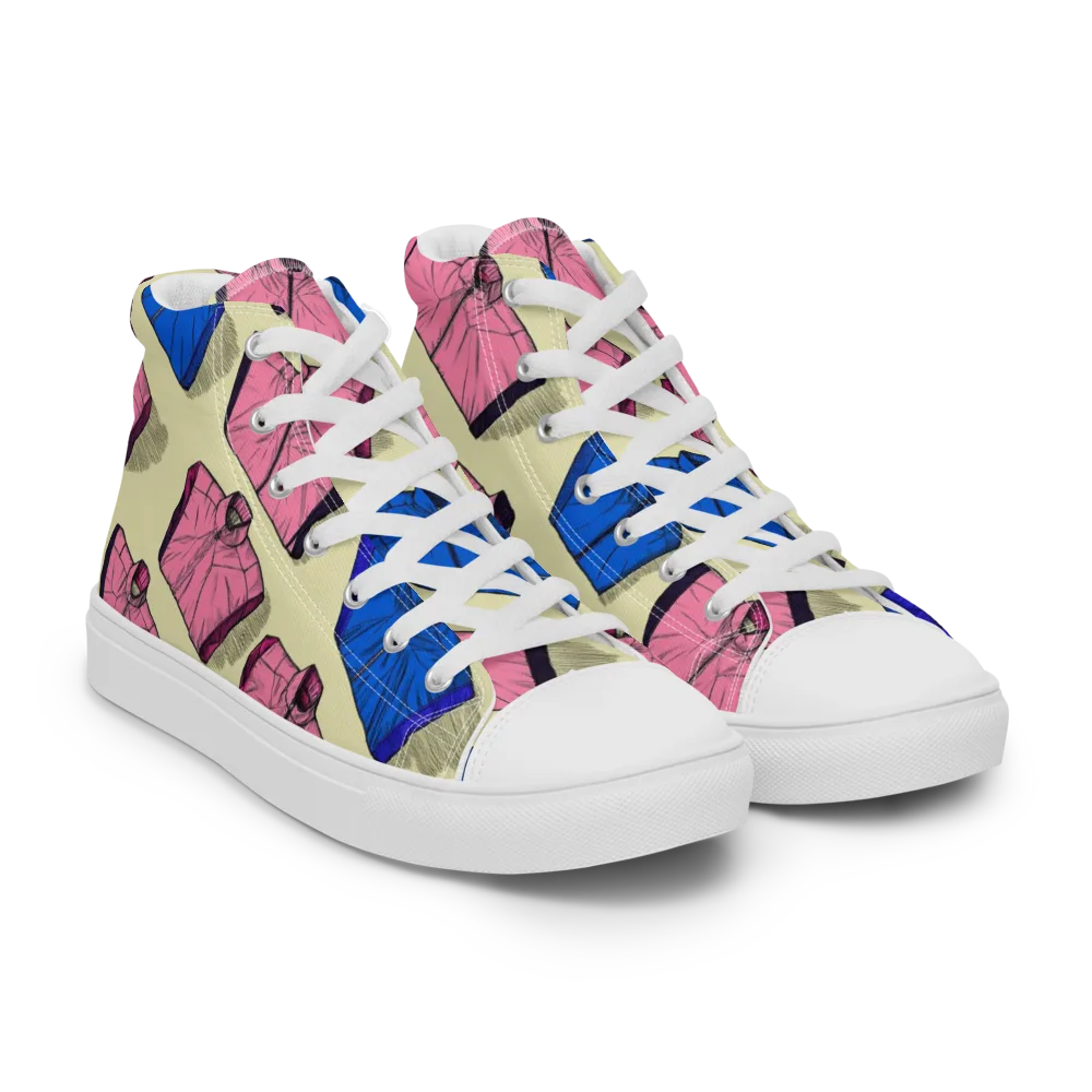 Puffer Parade on Men's High Top Canvas Shoes — Right Front